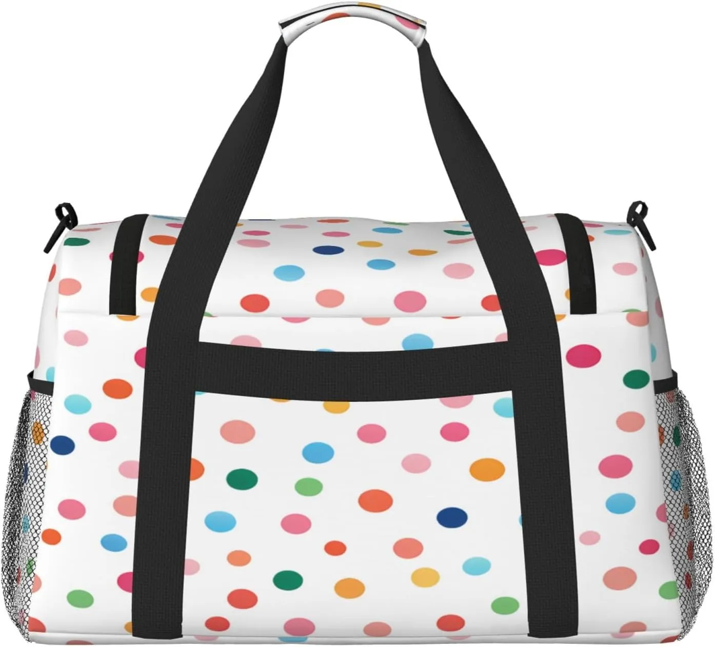 Coloful Polka Dot Pattern Travel Duffel Bag with Strap Multi Pockets Sports Bag Handbag Large Shoulder Bag for Gym Weekend Fitness Camping