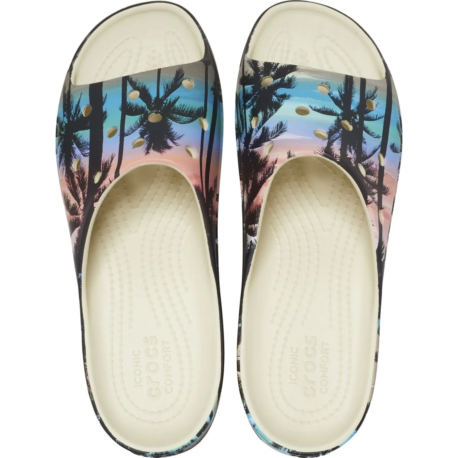 Crocs Women's Classic Summer Nostalgia Platform Slide in Bone/Multi 4 to 8