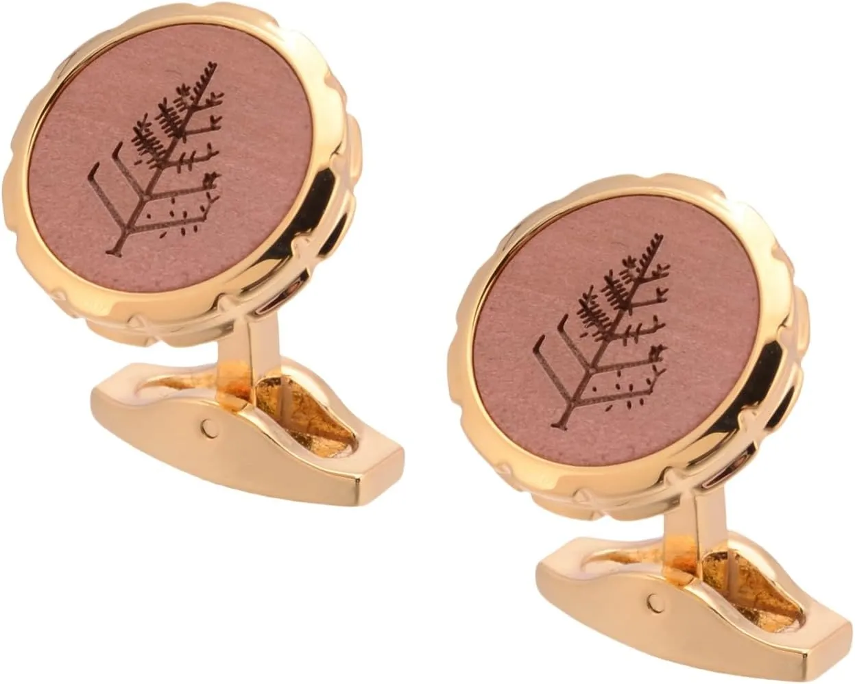 CufflinksRound Wooden Cufflinks Wood Carved Sequoia Cufflinks Men's K Gold Wood Cufflinks-A