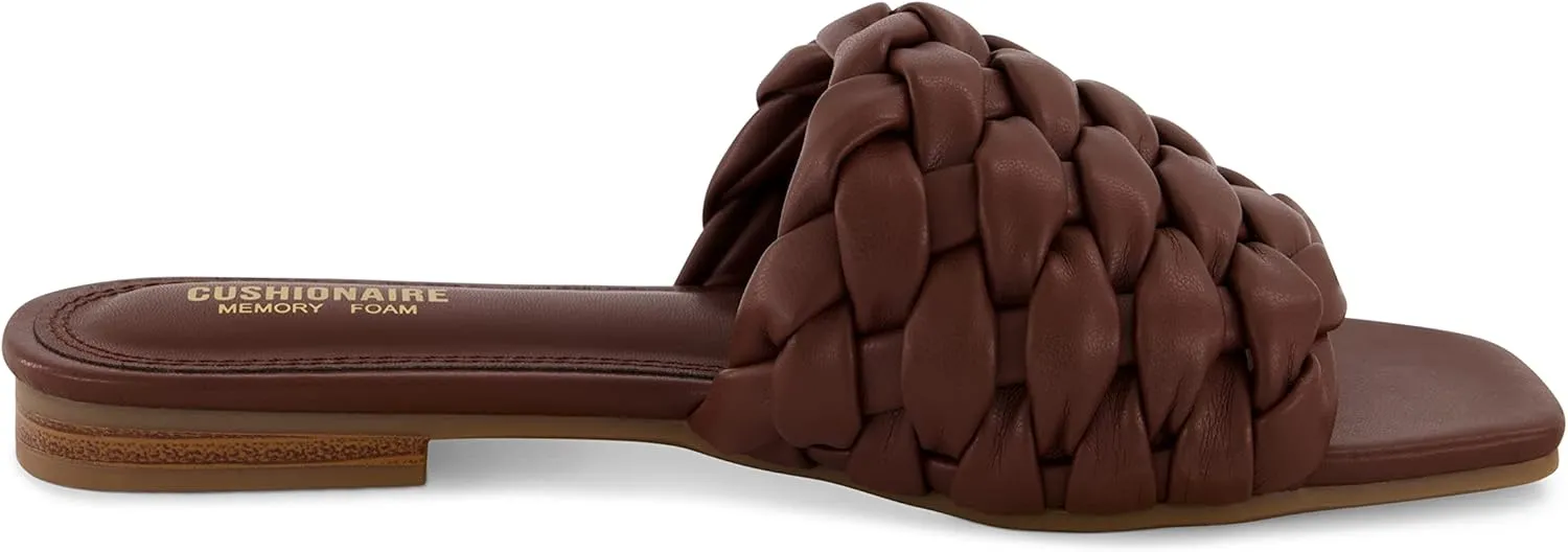 CUSHIONAIRE Women's Aramis woven slide sandal  Memory Foam, Wide Widths Available