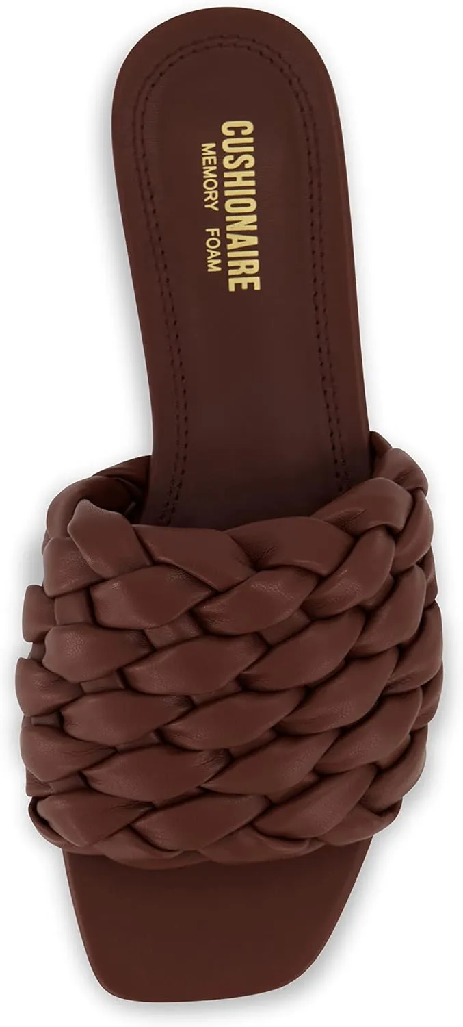 CUSHIONAIRE Women's Aramis woven slide sandal  Memory Foam, Wide Widths Available