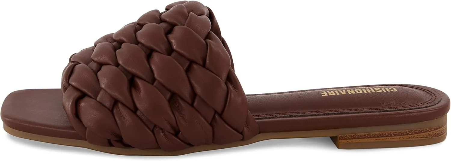 CUSHIONAIRE Women's Aramis woven slide sandal  Memory Foam, Wide Widths Available