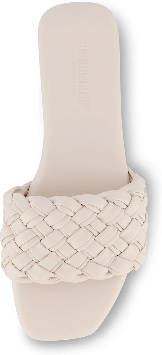 CUSHIONAIRE Women's Fez woven slide sandal  Memory Foam, Wide Widths Available