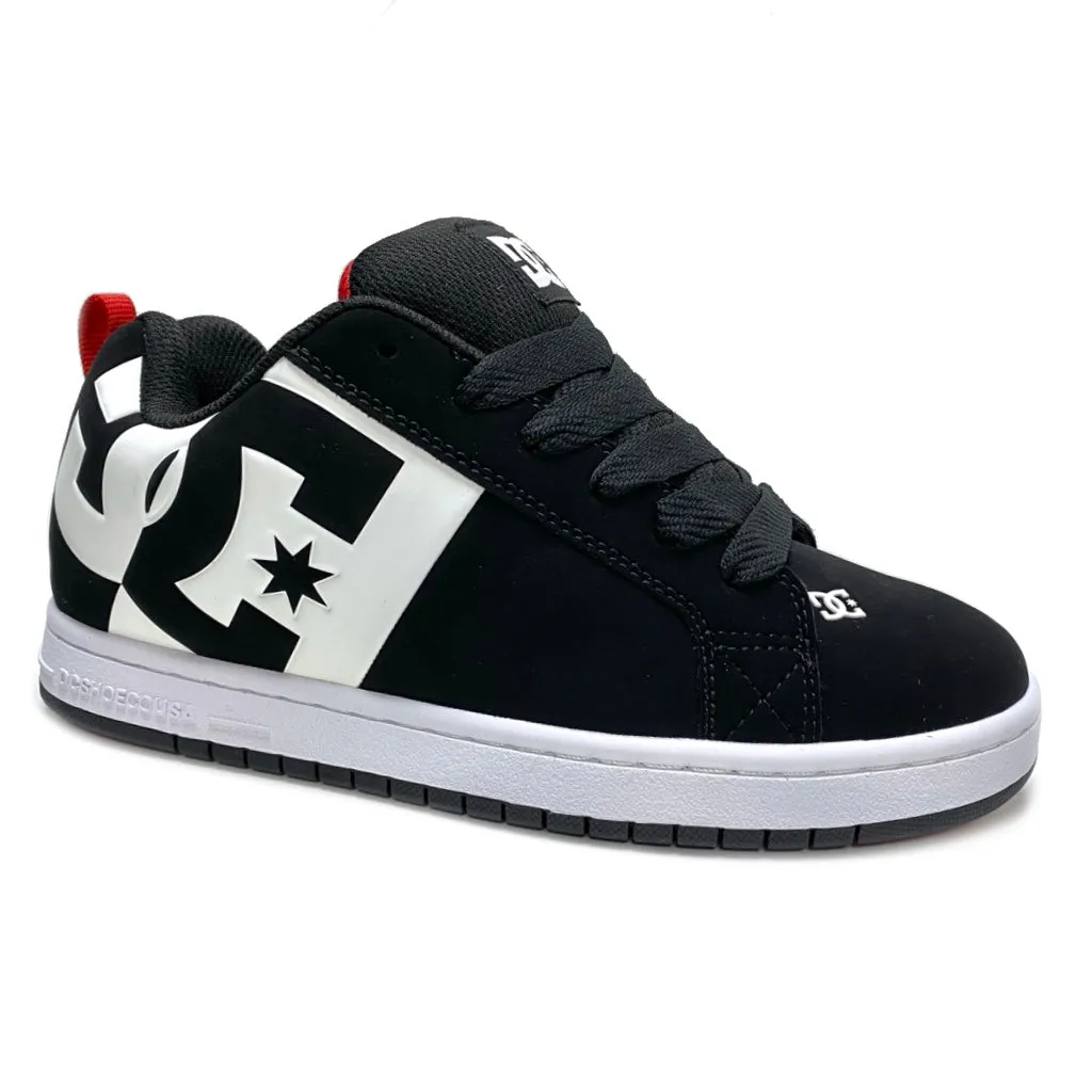 DC SHOES COURT GRAFFIK SQ BLACK WHITE RED TRAINERS (UK 11.5)