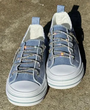 DENIM GIRL GLITTER SLIP ON SNEAKERS