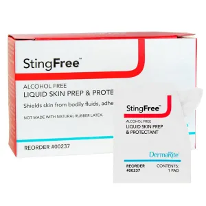 DermaRite's StingFree, Liquid Skin Prep & Shield - Alcohol-Free Wipes, Shields from Body Fluids, Adhesives and Friction - Individually Wrapped, 50 Wipes, 2 Packs, 100 Total