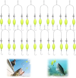 Double-Hook Reverse Bottom Rig, Anti Tangle Split Fishing Hooks,Swimming Bait for Freshwater Saltwater,Single Line Double Reverse Hooks Set Surf Fishing Floats Tackle for Beginners