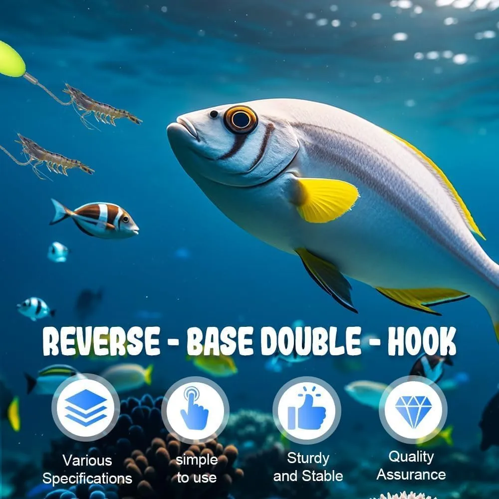 Double-Hook Reverse Bottom Rig, Anti Tangle Split Fishing Hooks,Swimming Bait for Freshwater Saltwater,Single Line Double Reverse Hooks Set Surf Fishing Floats Tackle for Beginners