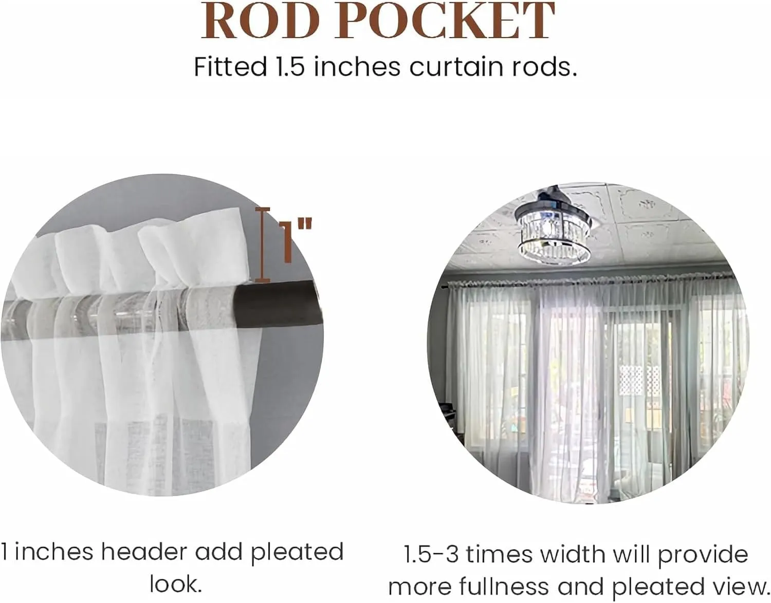 Dreaming Casa Solid Sheer Curtains Draperies White Rod Pocket 2 Panels 52" W x 96" L