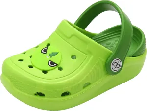dripdrop Girls Comfort Clogs Kids Slip On Garden Shoes Boys Lightweight Beach Pool Slide Sandals Shower Slipper, Green Dinosaur, 11 Little Kid