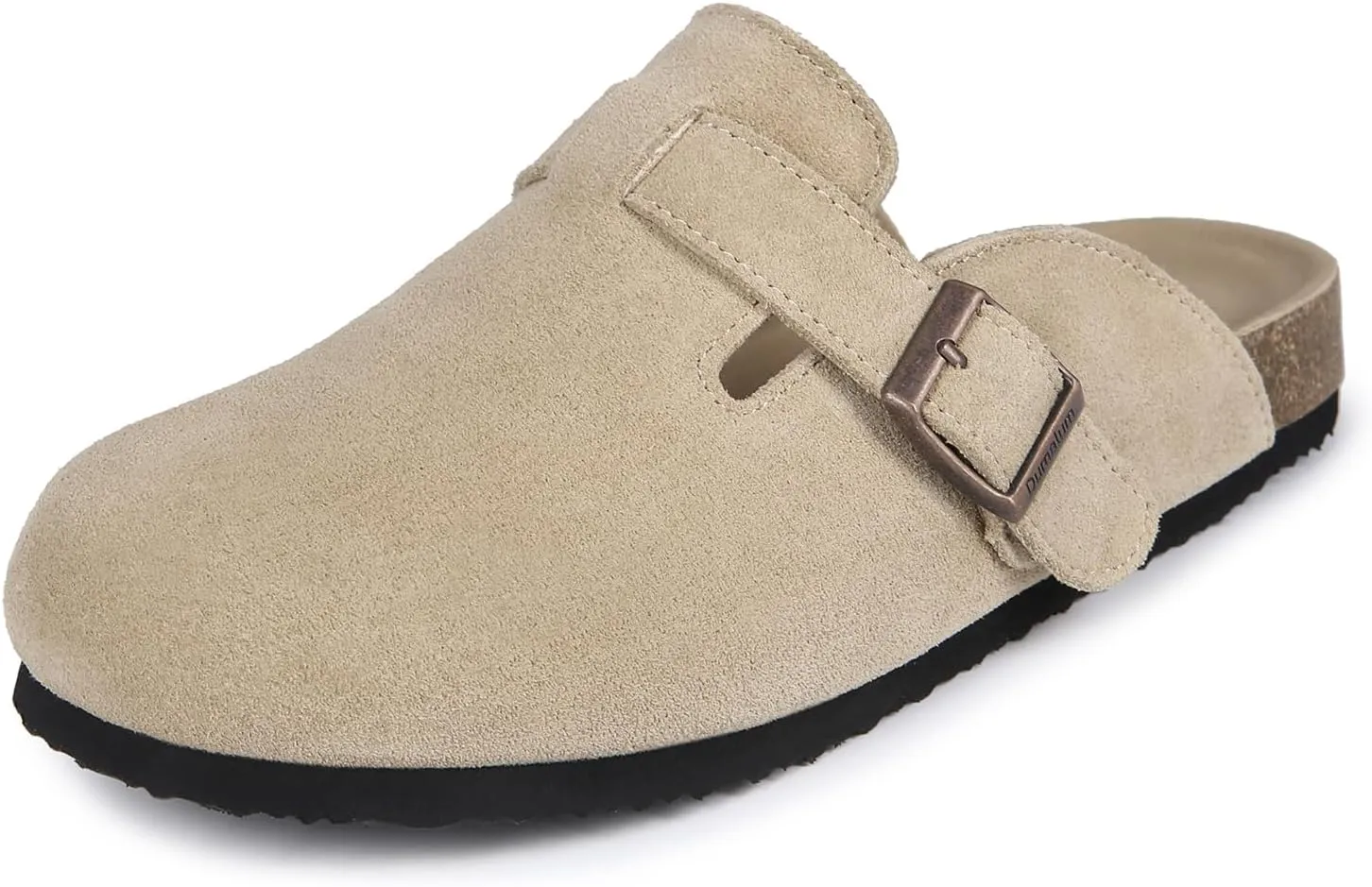 Dumalum Women's Suede Clog Leather Mules Arch Support Potato Shoes with Comfort Cork Footbed - Clogs for Women Men Unisex Antislip Slippers Sandals