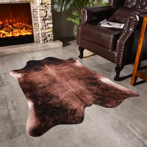 Easycozy Faux Cowhide Large Cow Print 3 x 4 Feet Thickened Elastic Rug for Bedroom, Living Room, Home Office, Western Decor