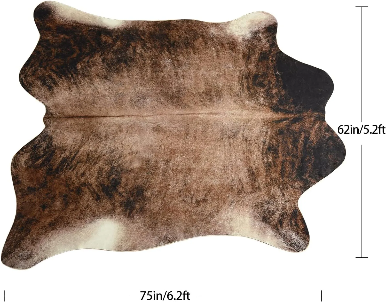 Easycozy Faux Cowhide Large Cow Print Rug - 5.2 x 6.2 Feet, Thickened Elastic for Bedroom, Living Room, Home Office, Western Decor