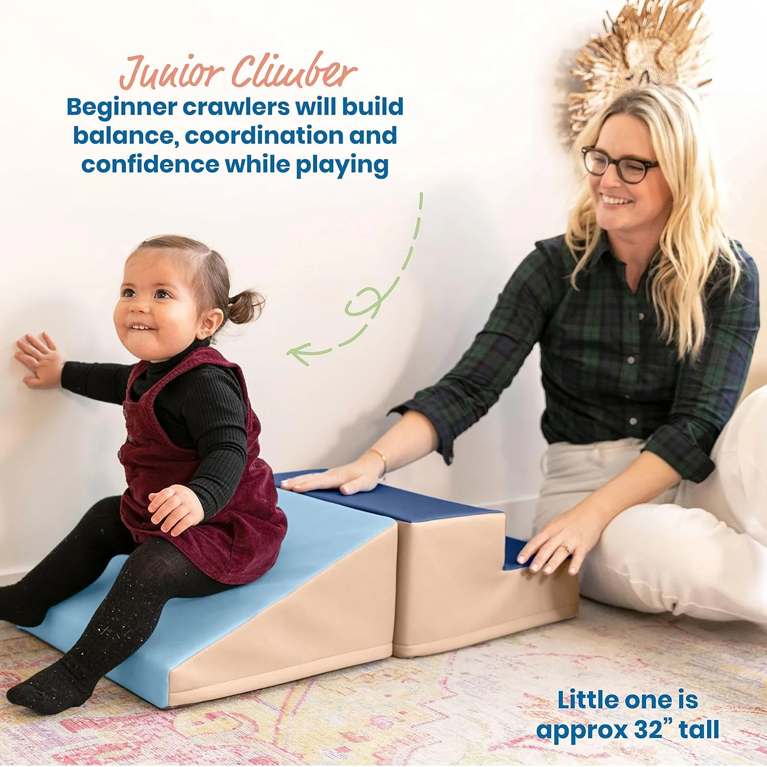 ECR4Kids SoftZone Junior Little Me Climb and Slide, Beginner Climber, Earthtone, 2-Piece
