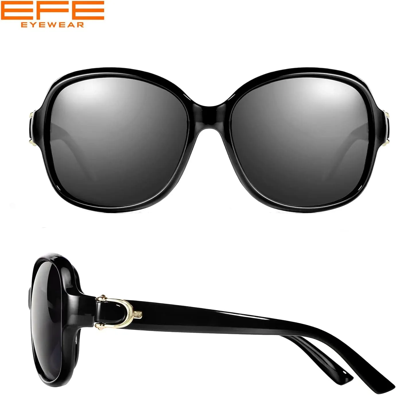 EFE Classic Oversized Polarized Sunglasses for Women Composite TR90 Frame UV 400 Protection Fashion Retro Eyewear