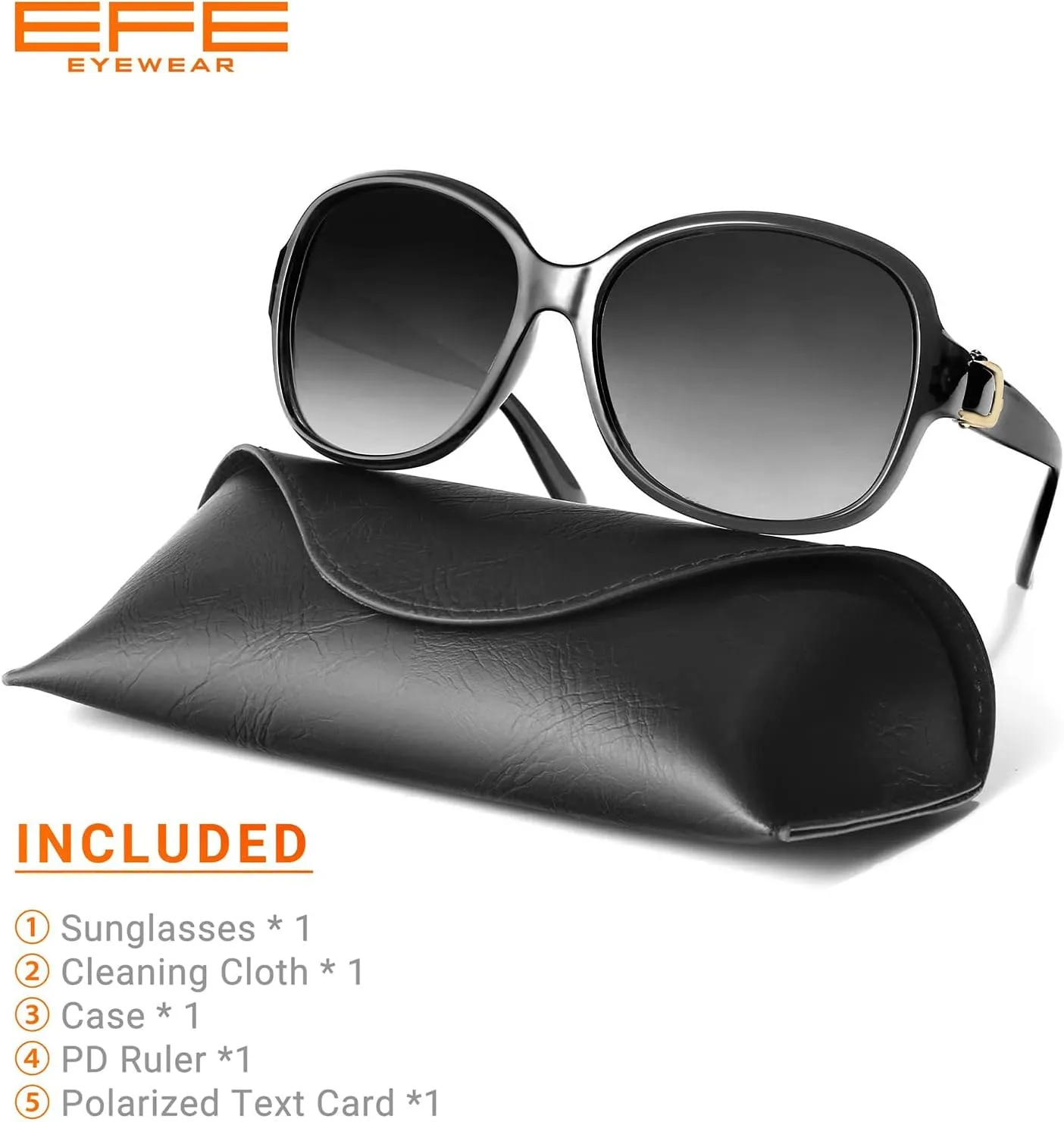 EFE Classic Oversized Polarized Sunglasses for Women Composite TR90 Frame UV 400 Protection Fashion Retro Eyewear