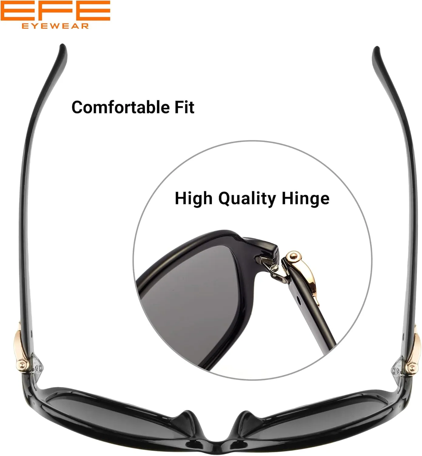 EFE Classic Oversized Polarized Sunglasses for Women Composite TR90 Frame UV 400 Protection Fashion Retro Eyewear