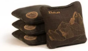 Elakai Cornhole Bags All Weather Dual Sided Slick and Stick Travel Size and Weight Set of 4 Brown Umber 4 in x 4 in