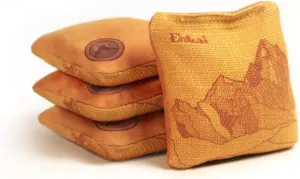 Elakai Cornhole Bags All Weather Dual Sided Slick and Stick Travel Size and Weight Set of 4 Marigold Yellow 4 in x 4 in