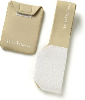 Essentials, a Wearable Handsfree Carry Case/Safe Travel Wallet System. ID & Credit Card Holder. Wear on Leg or Arm. Beige
