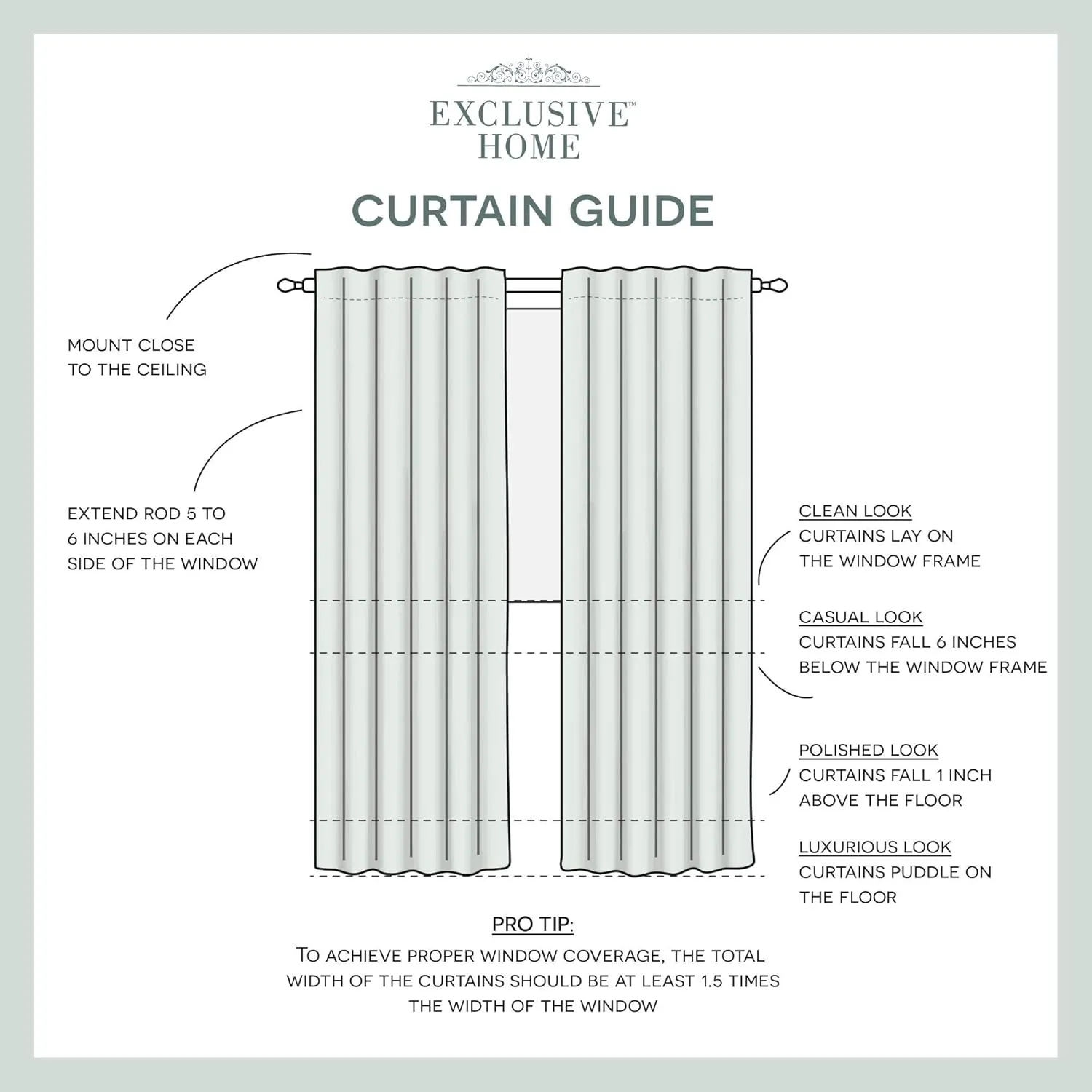 Exclusive Home Curtains Exclusive Home Catarina Layered Solid Room Darkening Blackout and Sheer Hidden Tab/Rod Pocket Top Curtain Panel Pair, 52x84, Winter 2 Count