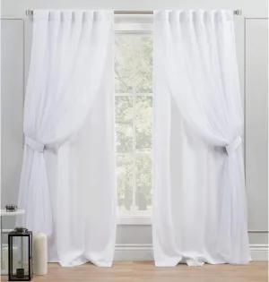 Exclusive Home Curtains Exclusive Home Catarina Layered Solid Room Darkening Blackout and Sheer Hidden Tab/Rod Pocket Top Curtain Panel Pair, 52x84, Winter 2 Count