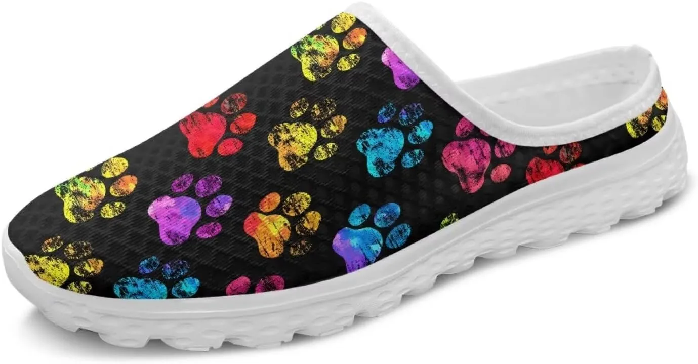 Fashion Print Backless Mule Shoes Mens Light Mesh Clogs, Comfort Support, Breathable, Anti-Slip, Ideal for Casual Wear