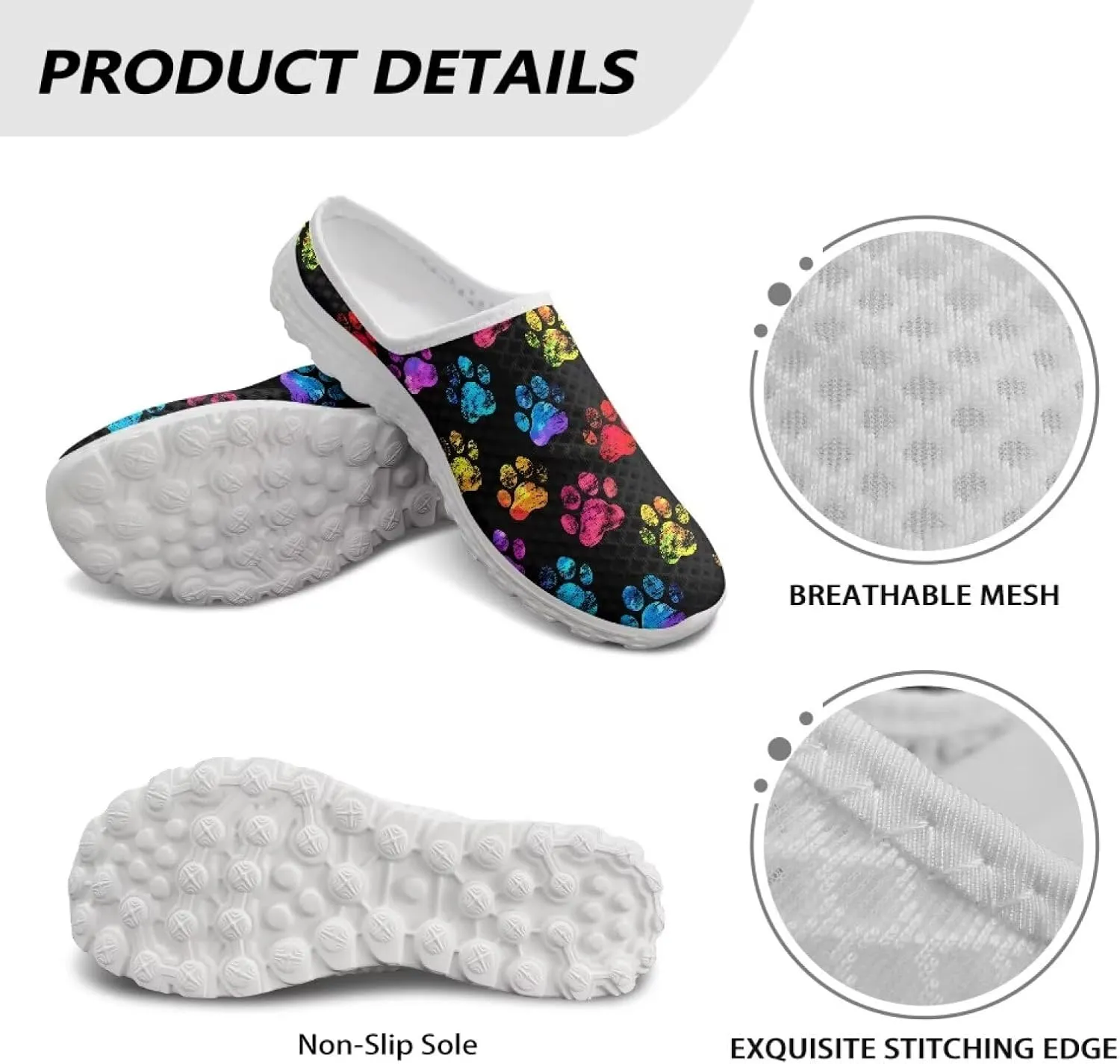 Fashion Print Backless Mule Shoes Mens Light Mesh Clogs, Comfort Support, Breathable, Anti-Slip, Ideal for Casual Wear