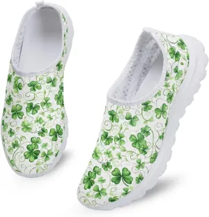 Fashion Walking Shoes Slip On Outdoor Sneakers for Womens Lightweight Breathable Mesh Loafers for Travel Size 5.5-11.5 White Sole