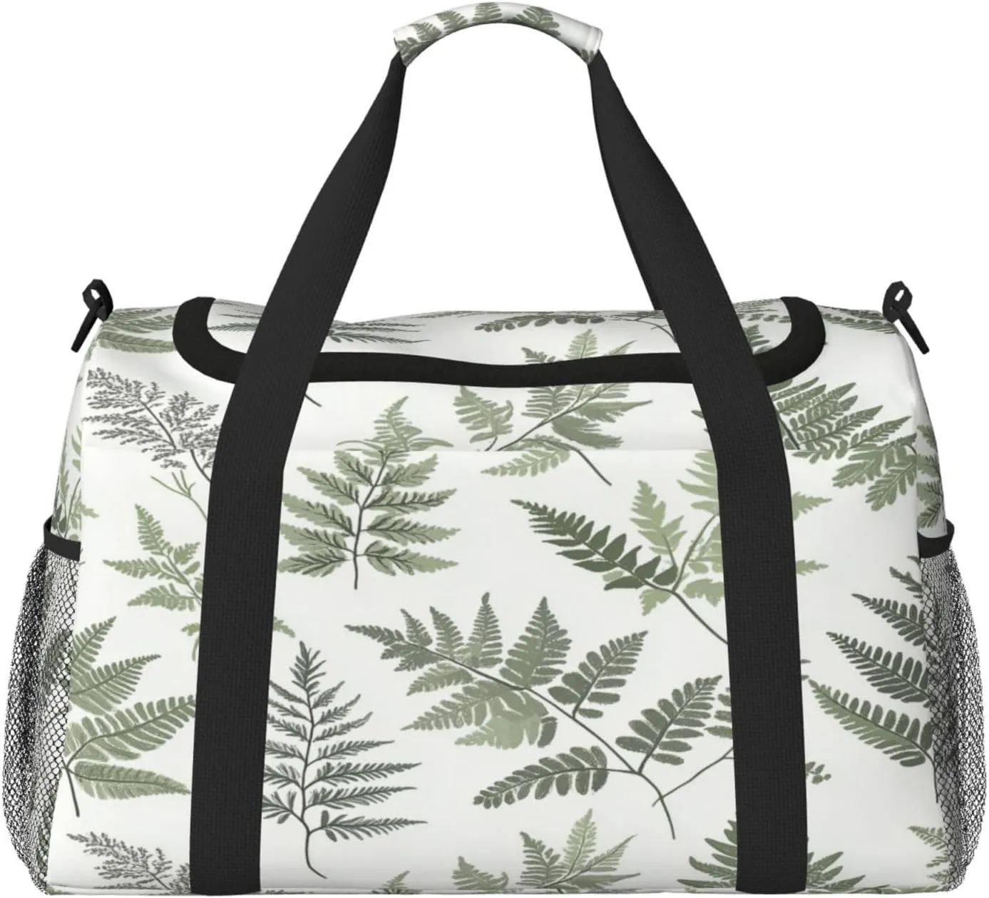Ferns Leaves Pattern Travel Duffel Bag with Strap Multi Pockets Sports Bag Handbag Large Shoulder Bag for Gym Weekend Fitness Camping