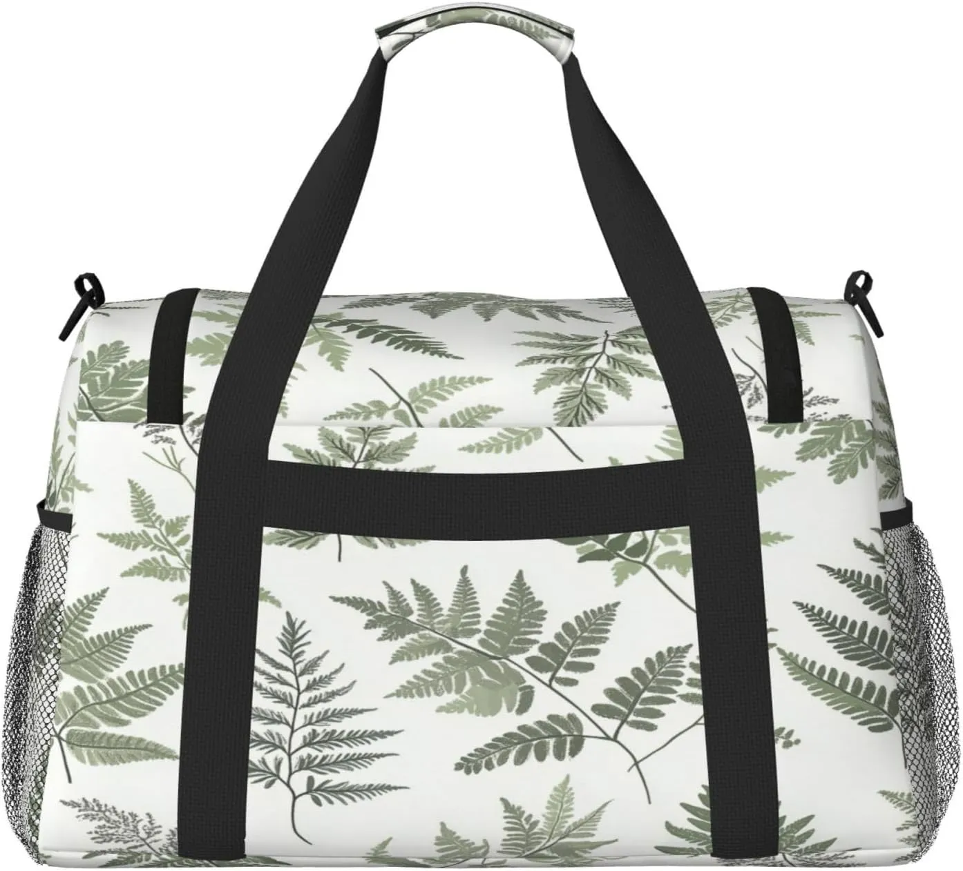 Ferns Leaves Pattern Travel Duffel Bag with Strap Multi Pockets Sports Bag Handbag Large Shoulder Bag for Gym Weekend Fitness Camping