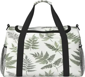 Ferns Leaves Pattern Travel Duffel Bag with Strap Multi Pockets Sports Bag Handbag Large Shoulder Bag for Gym Weekend Fitness Camping