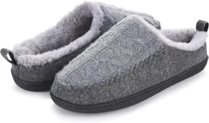 Floopi House Slippers for Women, Tori Cableknit Felt Clog Womens Slippers Cozy Memory Foam with Indoor & Outdoor Anti Skid Sole