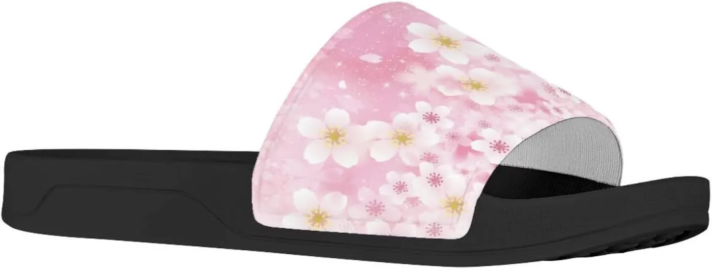 Flower Print Sandals for Women Slide Sandals Casual Lightweight Non Slip Summer Slippers