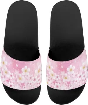 Flower Print Sandals for Women Slide Sandals Casual Lightweight Non Slip Summer Slippers