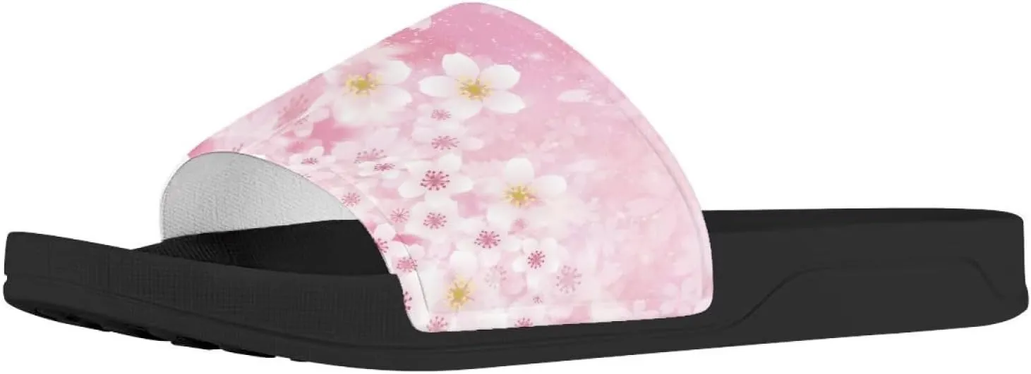 Flower Print Sandals for Women Slide Sandals Casual Lightweight Non Slip Summer Slippers