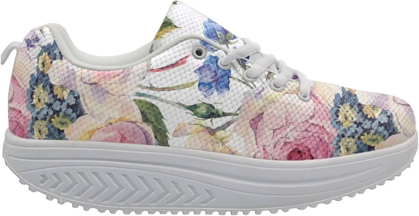 FOR U DESIGNS Women Sneaker Platform Wedge Sneakers Breathable Comfort Walking Shoes Running Shoes