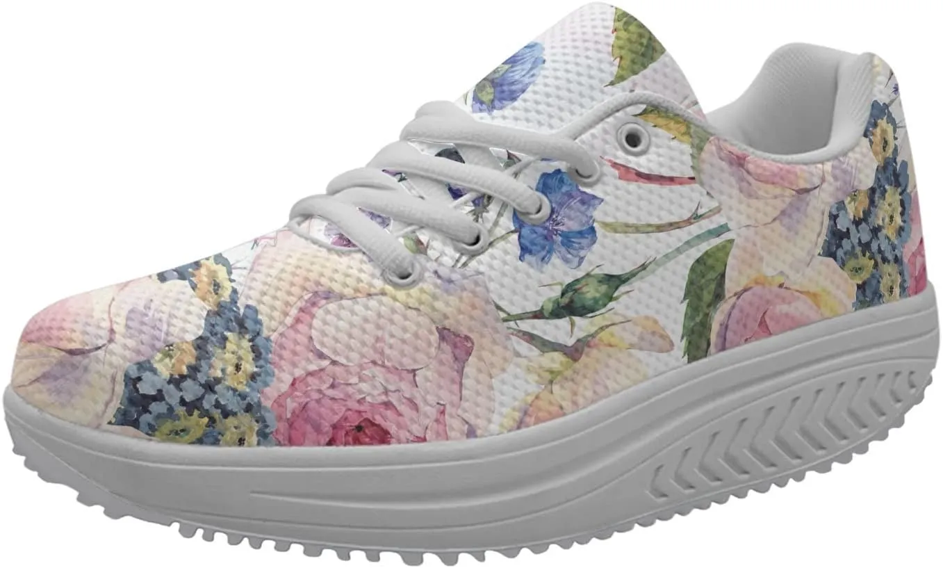 FOR U DESIGNS Women Sneaker Platform Wedge Sneakers Breathable Comfort Walking Shoes Running Shoes