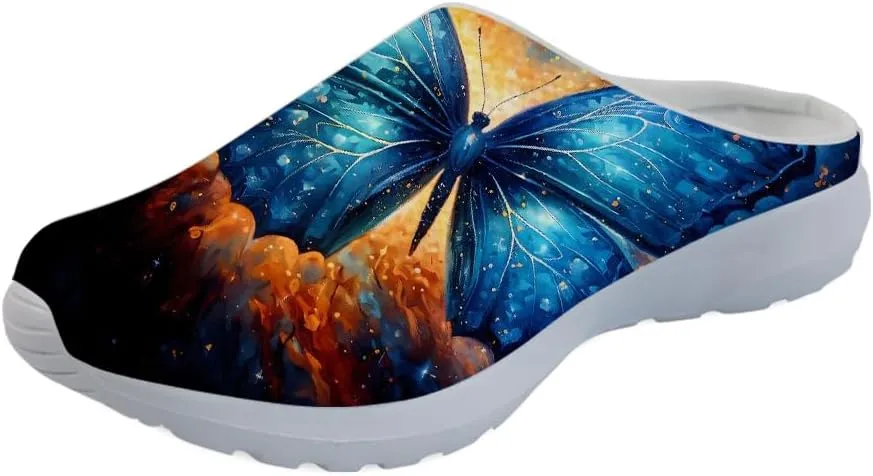 Forchrinse Blue Dolphin Women’s Slip on Mule Sneakers Men’s Garden Clog Arch Support Causal Shoes House Slippers Sandals Lightweight