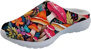 Forchrinse Hawaiian Palm Tree Men’s Women’s Mule Sneakers Open Back Clog Slippers Lightweight Breathable for Home Work Gym