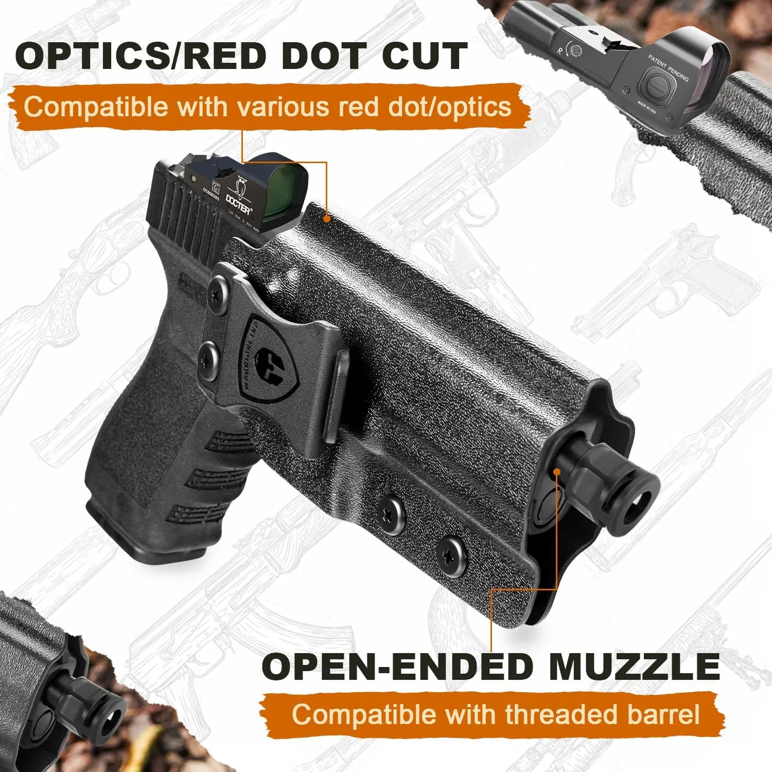 G20 21 22 Holster IWB Kydex Holster w/Optics Cut: G21 / G20 (Gen 3 4 5) & G22 Gen 5, Inside Waistband Appendix Carry Holster G21, Adj. Retention & Cant, Right/Left Hand Option