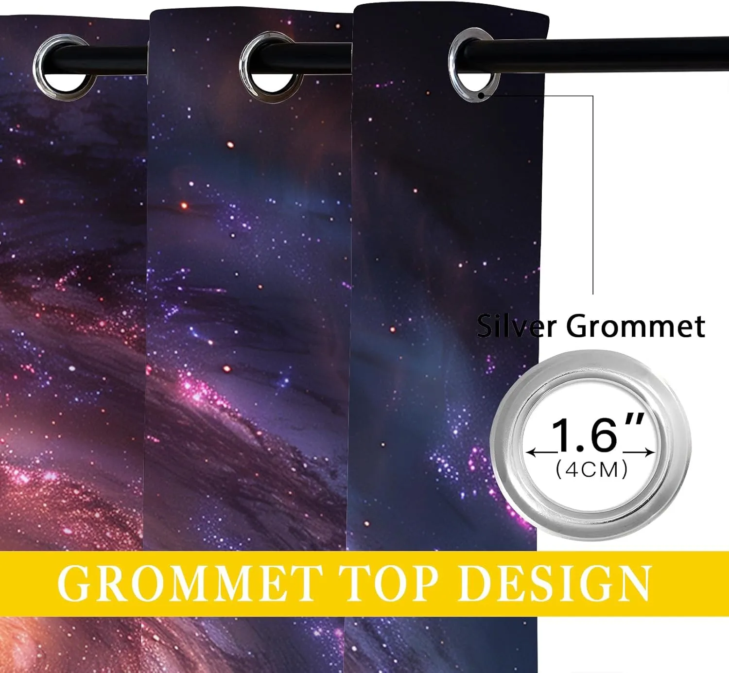 Galaxy Space Blackout Curtains for Girls Boys Kids Home Decor, Solar Planet Universe Galaxies Nebula Grommet Thermal Insulated Drapes Darkening Window Curtain for Bedroom Living Room, 42 x 45 Inch