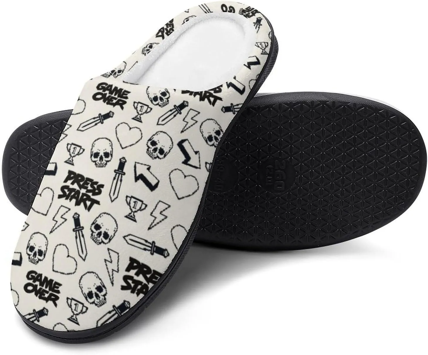 Game Print Halloween Slippers For Women Men Warm Memory Foam Cotton Clog House Slippers Slip-On Shoes Indoor Outdoor