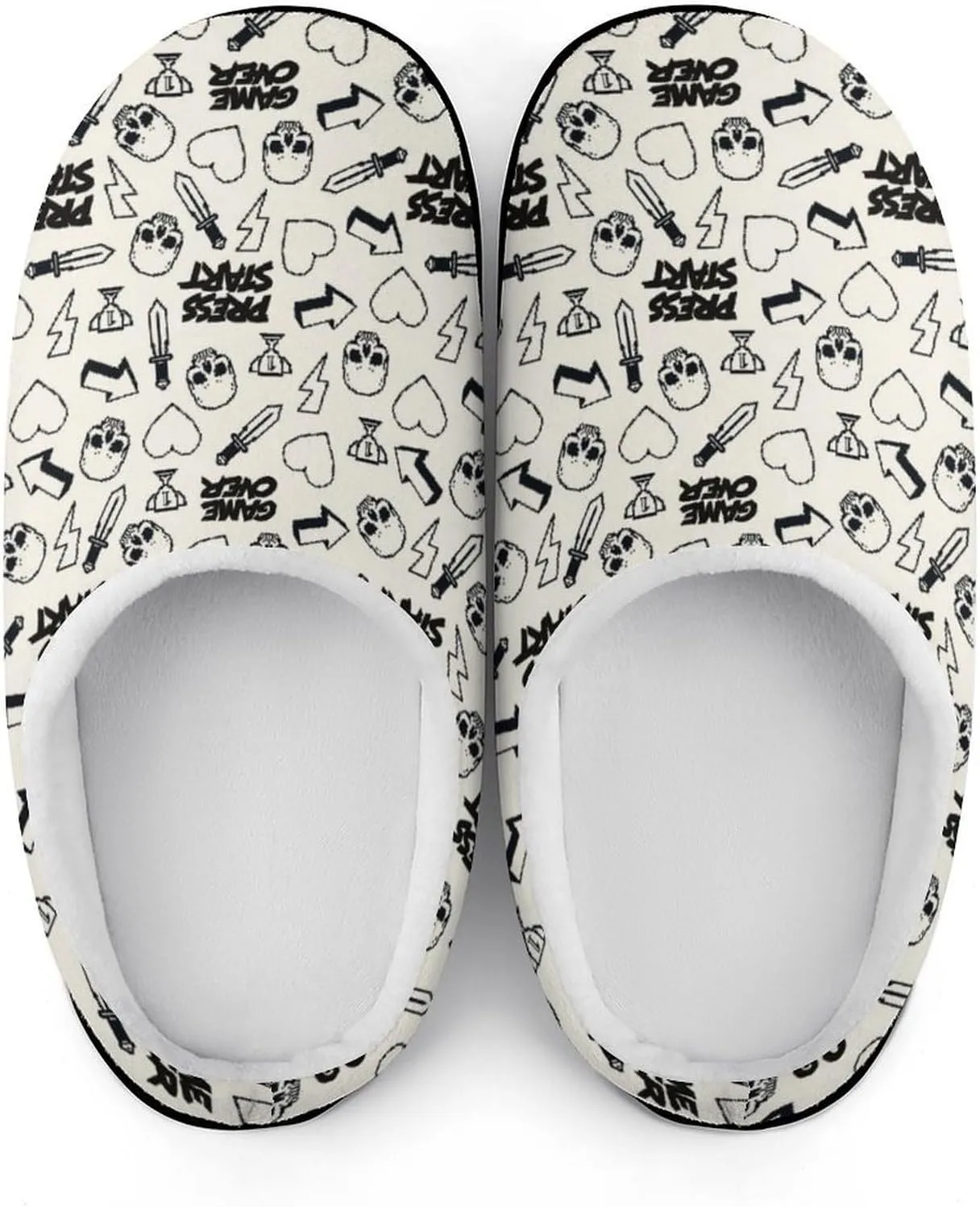 Game Print Halloween Slippers For Women Men Warm Memory Foam Cotton Clog House Slippers Slip-On Shoes Indoor Outdoor