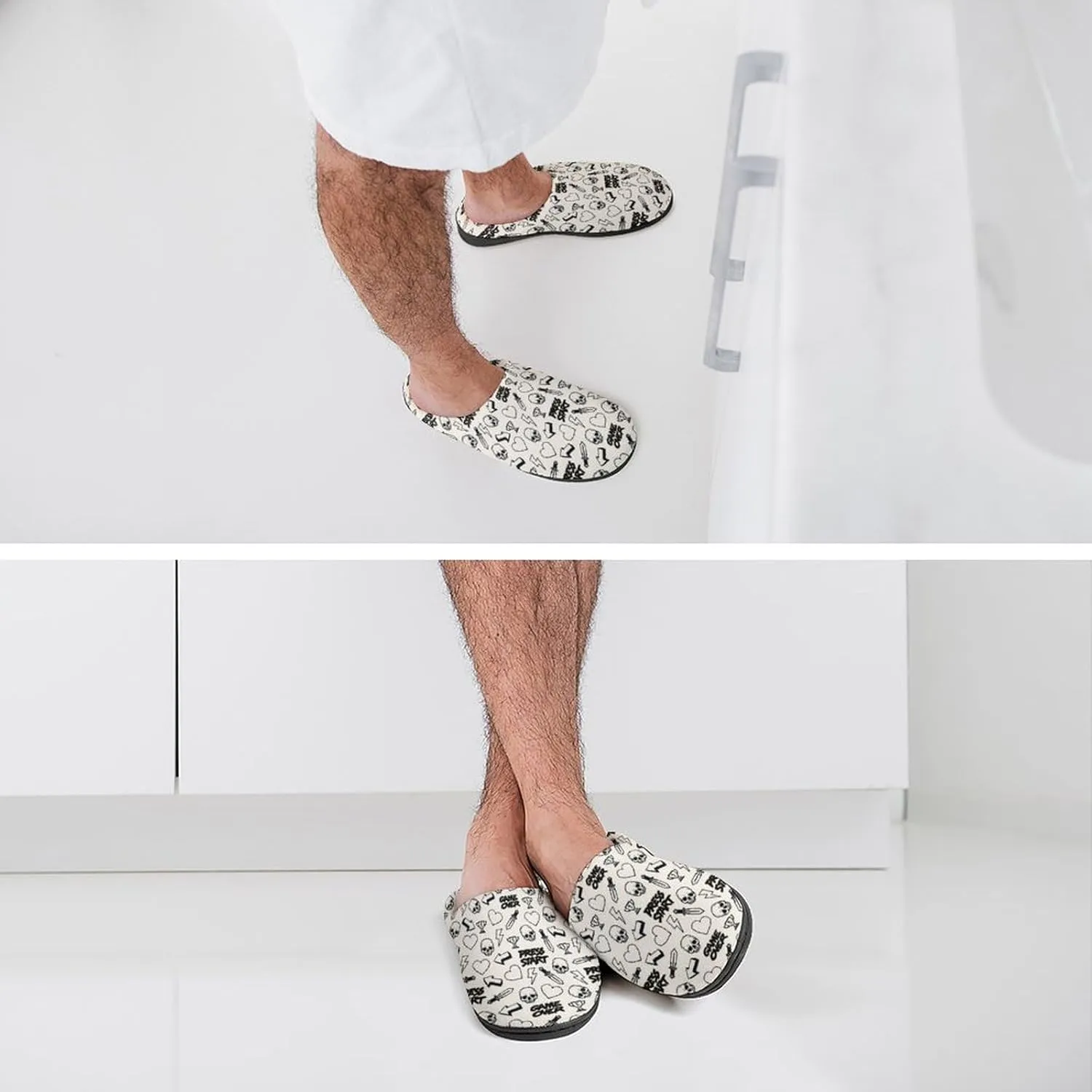 Game Print Halloween Slippers For Women Men Warm Memory Foam Cotton Clog House Slippers Slip-On Shoes Indoor Outdoor