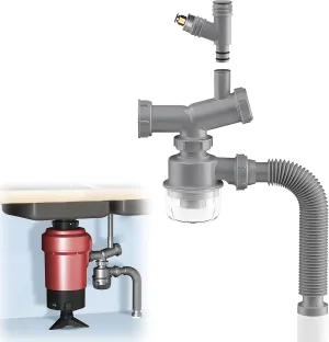 Garbage Disposal Drain Kit, Kitchen Sink P-Trap Drain Kit 1 1/2, Space Saving, Visible, Clog Resistant, Odor Resistant, Easy to Clean Kitchen One Sink Drain Kit