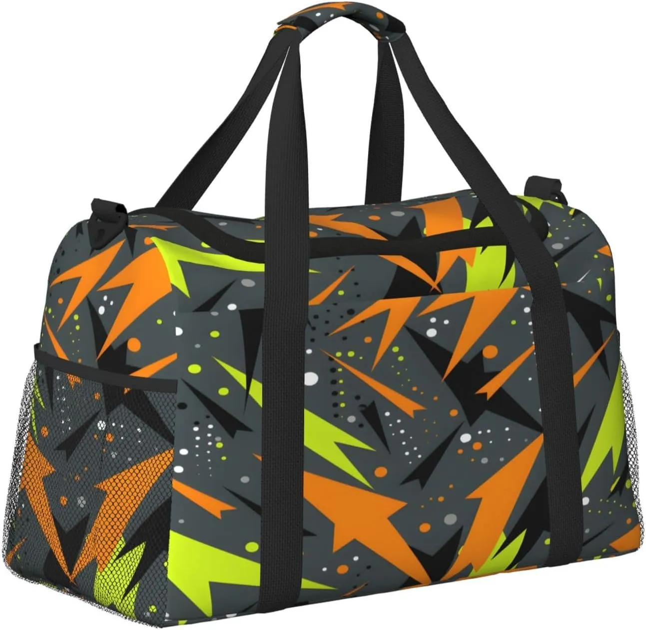 Geometric Abstract Graffiti Travel Duffel Bag with Strap Multi Pockets Sports Bag Handbag Large Shoulder Bag for Gym Weekend Fitness Camping