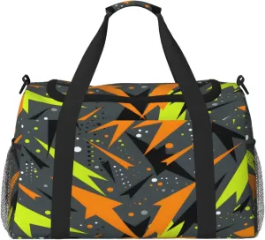 Geometric Abstract Graffiti Travel Duffel Bag with Strap Multi Pockets Sports Bag Handbag Large Shoulder Bag for Gym Weekend Fitness Camping