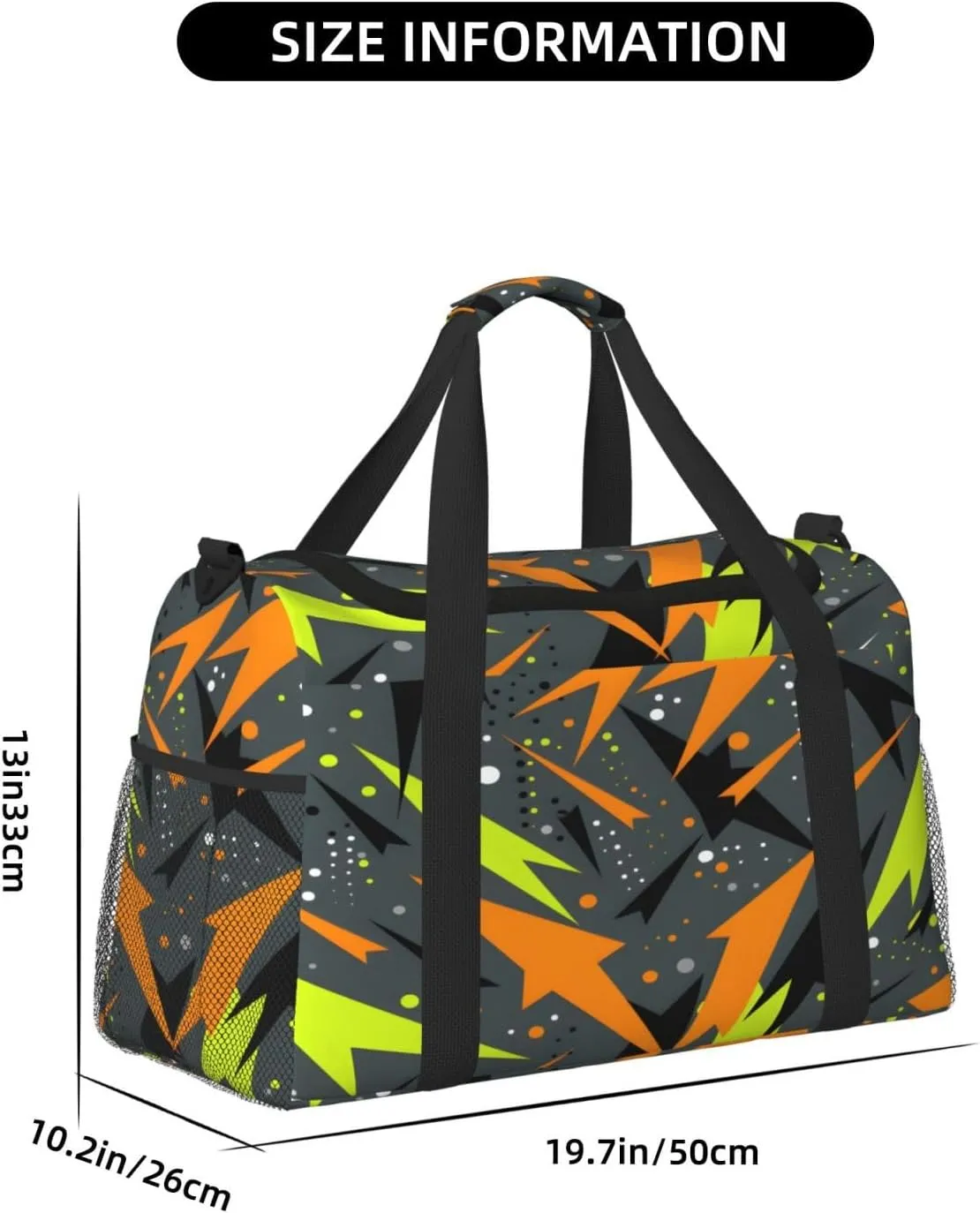 Geometric Abstract Graffiti Travel Duffel Bag with Strap Multi Pockets Sports Bag Handbag Large Shoulder Bag for Gym Weekend Fitness Camping