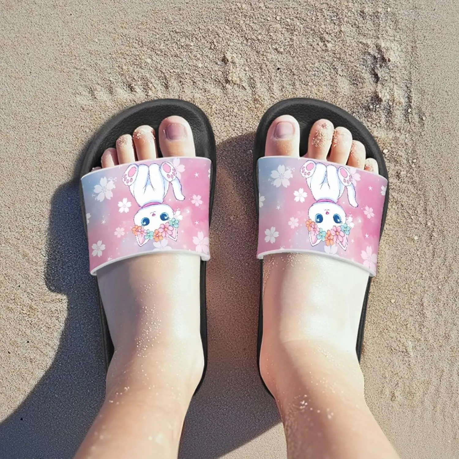Girls Slide Sandals Summer Shoes for Kids Open Toe Beach Slides Lightweight Non Slip Shower Slippers